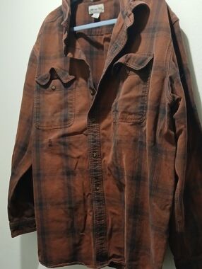 Carhartt Brown Plaid Work Shirt with Gold Logo